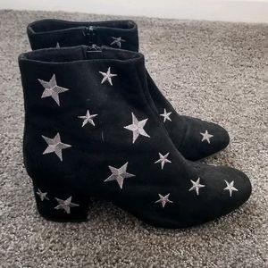 Primark black booties with silver stars